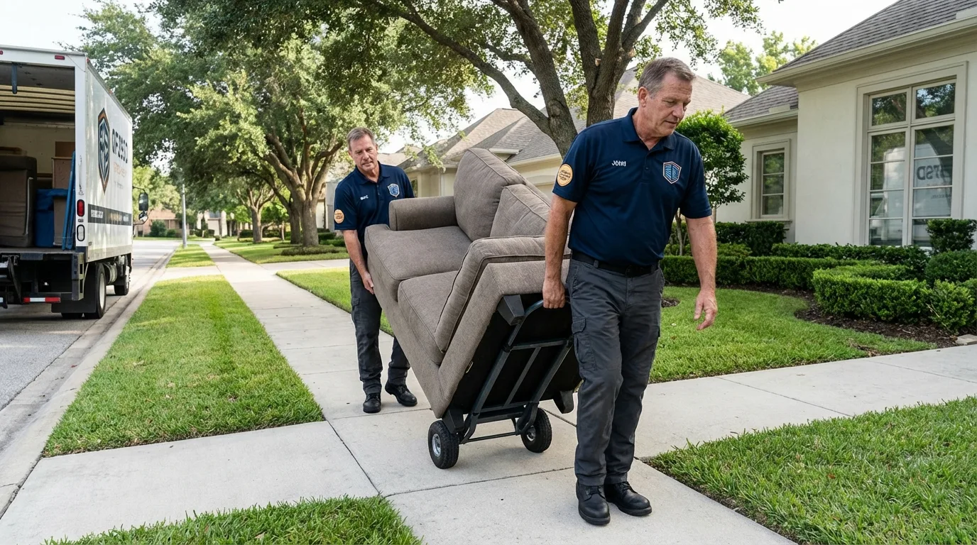 Local residential moving crew loading furniture in Stillwater, OK