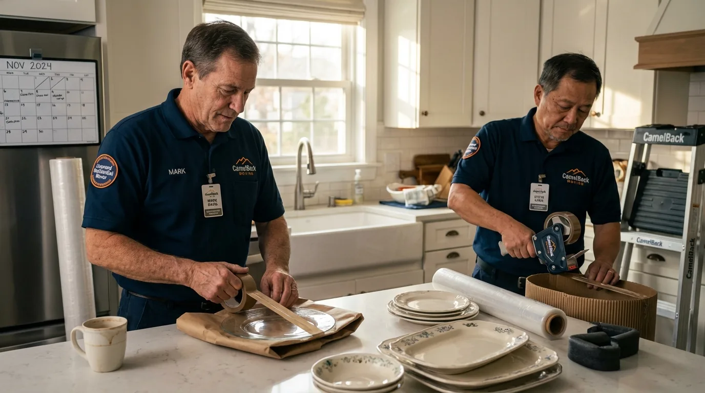 Professional crew packing kitchen dishware in Stillwater, OK
